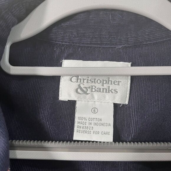 Christopher Banks Christmas Dress Womens SZ 6 Blue Corduroy Modest Shirt Dress - Picture 5 of 16